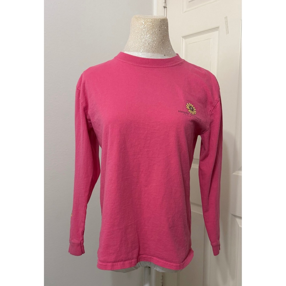 Simply Southern Pink Long Sleeve Softball Butterfly Graphic Tee Shirt YL